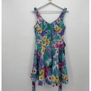 Coco of California Floral Tropical Multicolor Beach Mini Dress Size 10 Vintage